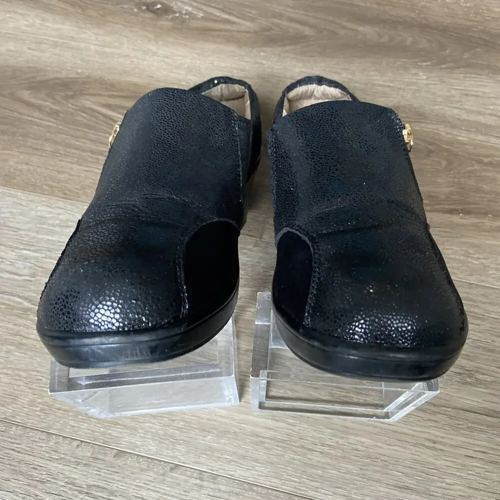 Alegria Hayli Heel Shoe Women Sz 40 EU 9.5 US Black Glitz Now or Never Leather